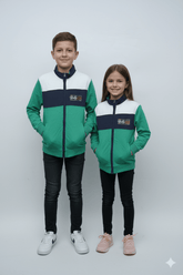 KIDS LOGO AND PRINTED COLOR BLOCK ZIPPED HOODIE - Smgarment's